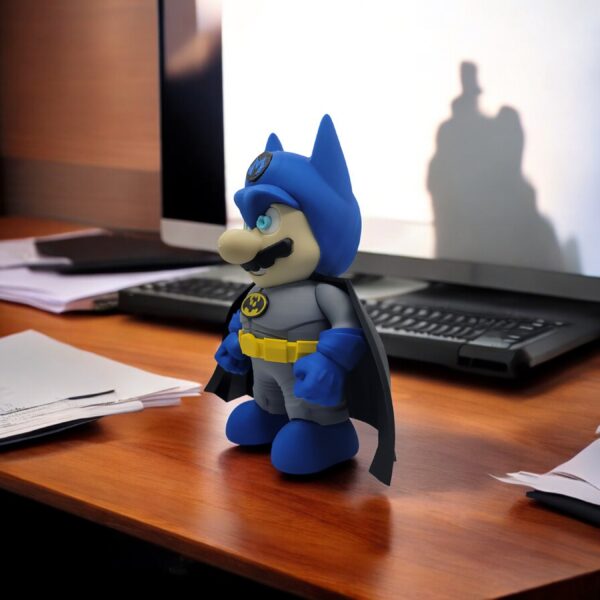 BatMan Mario 3D Printed Model - Super Mario Game Collectible Figurine fan art desk pet