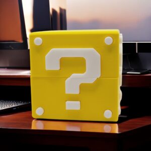 Mario Question Block Container 3D Printed Model - Houseware Game Collectible Figurine fan art desk pet