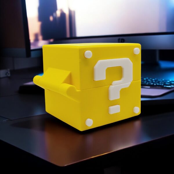Mario Question Block Container 3D Printed Model - Houseware Game Collectible Figurine fan art desk pet