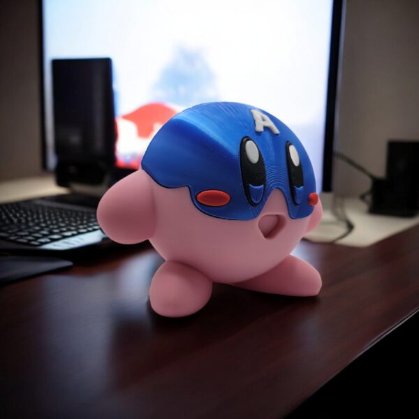 Captain America Kirby 3D Printed Model - Kirby Game Collectible Figurine fan art desk pet