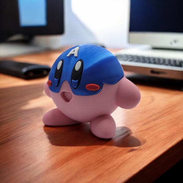 Captain America Kirby 3D Printed Model - Kirby Game Collectible Figurine fan art desk pet